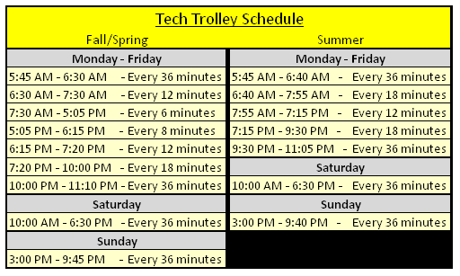 tech trolley schedule
